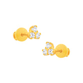 22k Yellow Gold Cubic Zirconia Clover Stud Earrings with gold weight of 1.042g